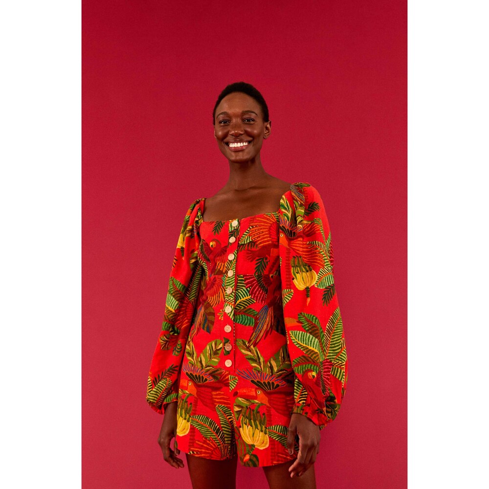 RED FOREST BIRDS ROMPER